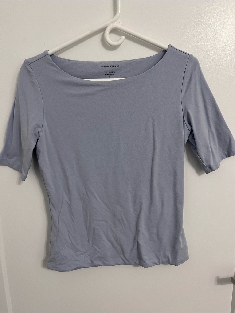 Banana Republic Pale Blue Short Sleeve Boat Neck Top